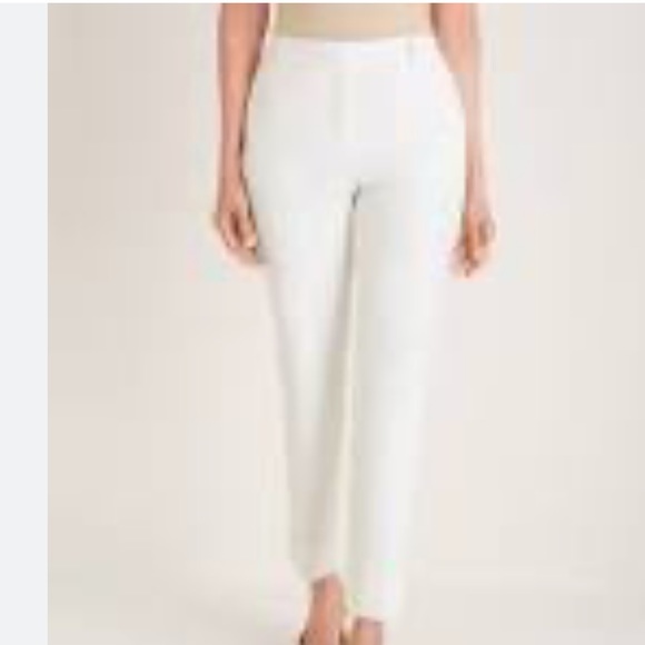 CHICOS Smooth Stretch Cuffed Tailored White Ankle Pants - Picture 1 of 8